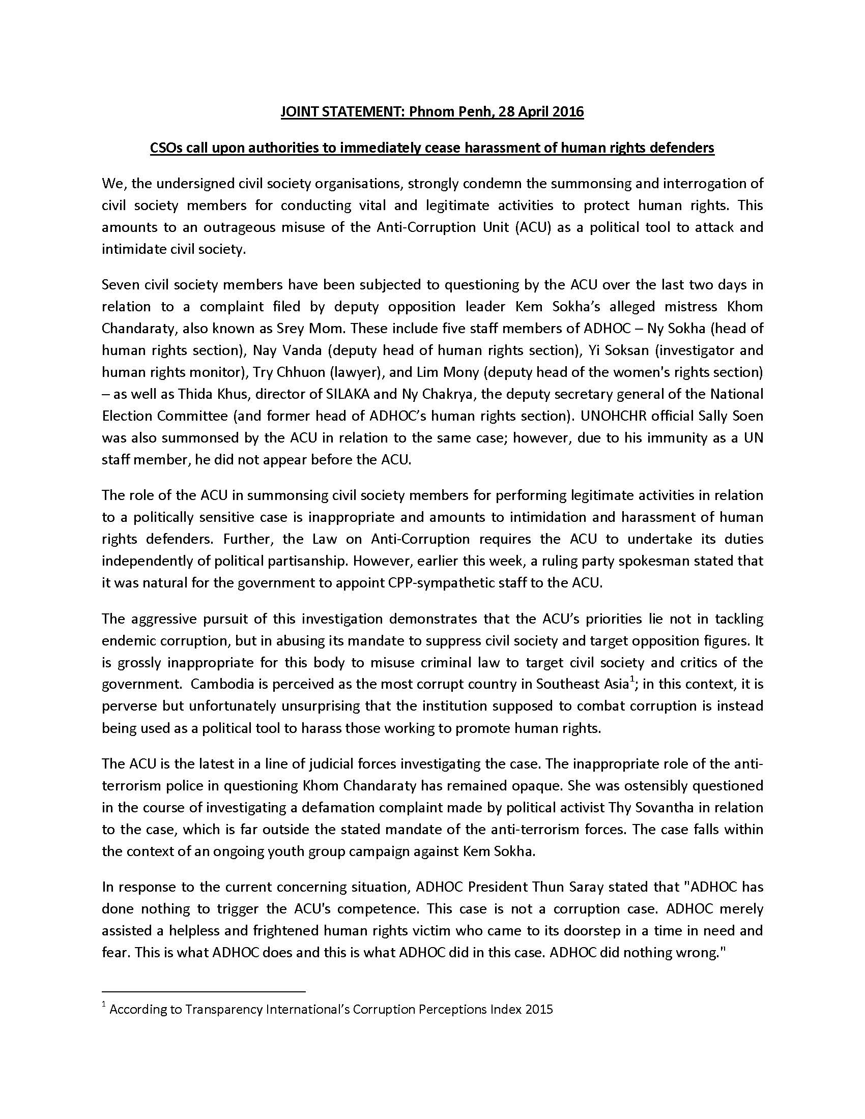 402Joint Press Release - CSOs call upon the authorities to immediately cease harrassment of human rights defenders _(ENG)-2_Page_1