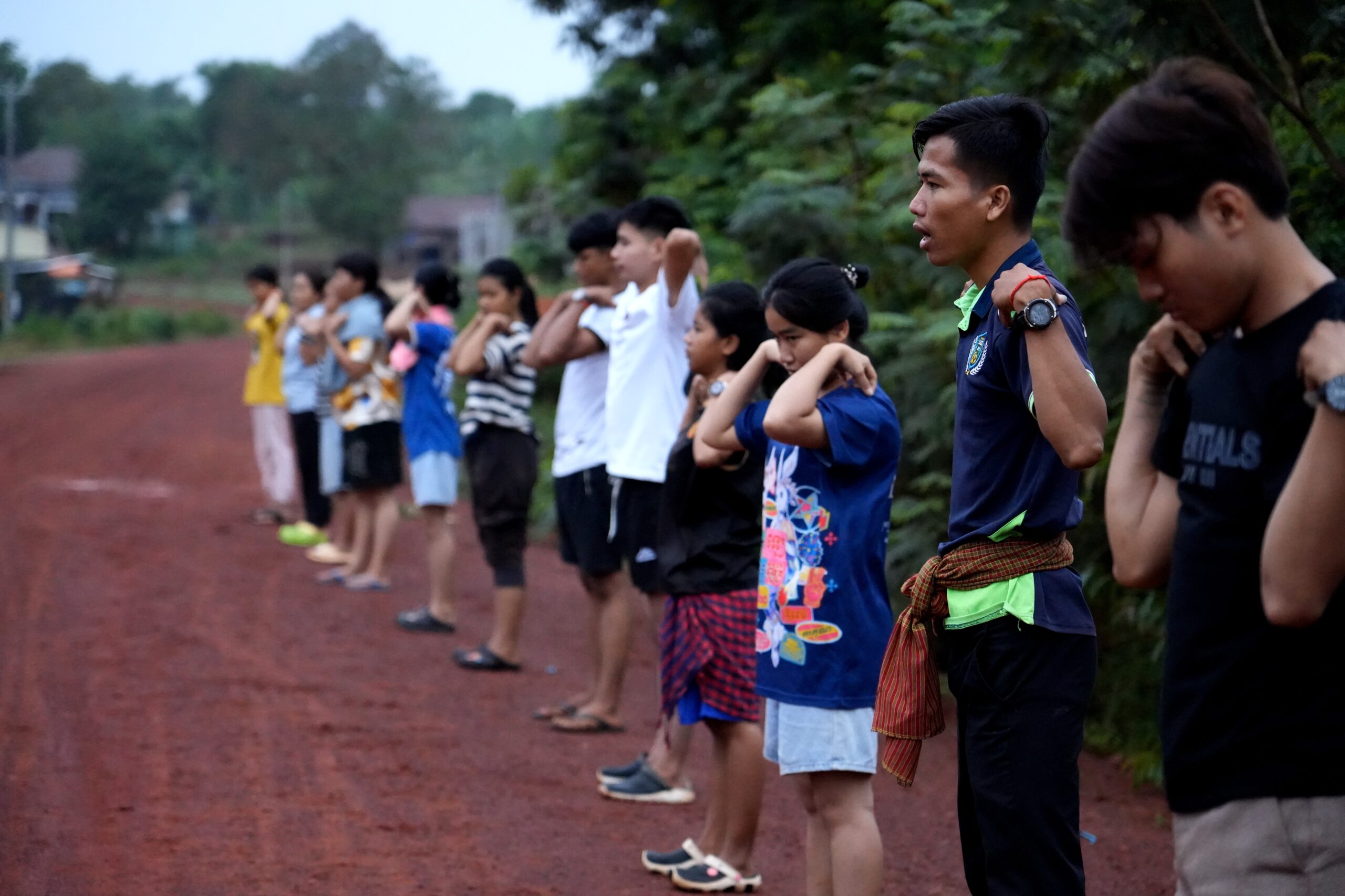 Community youGroup picture of participants during morning exerciseth leadership program under the activity “Youth For Housing Rights​ camping”