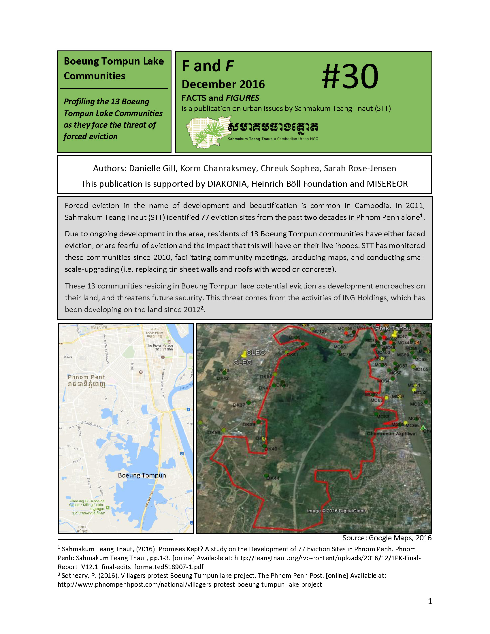 Profiling the 13 Boeung Tompun Lake Communities as They Face the Threat of Forced Eviction